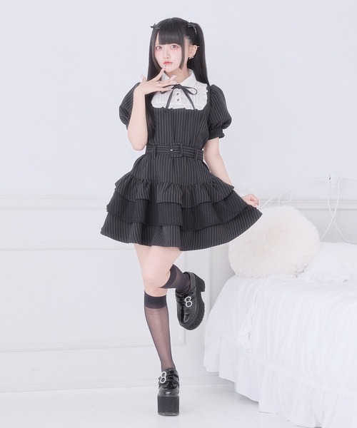 Pal elfy ワンピース リボン付きドットチュールティアードワンピース