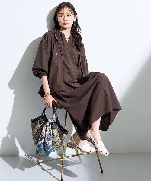 インディヴィ　INDIVI 半袖ワンピース INDIVI（インディヴィ） ワンピース 半袖 「撥水／UVカット」ベルト