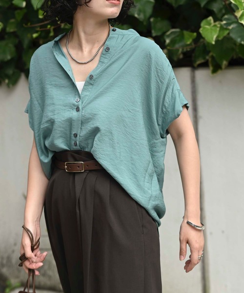 「&HALF」 「noa-ge」半袖ブラウス M ブラック レディース_画像4
