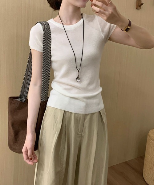 【新品】Theory クルーネック 半袖 リブニット 新品】Theory クルーネック 半袖 リブニット Theory セオリー 半袖