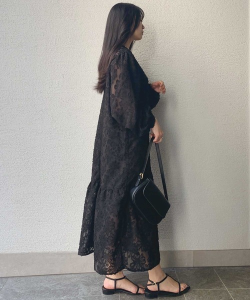 「CORNERS」 長袖ワンピース「lowy by cornersコラボ」 M アイボリー レディース_画像4