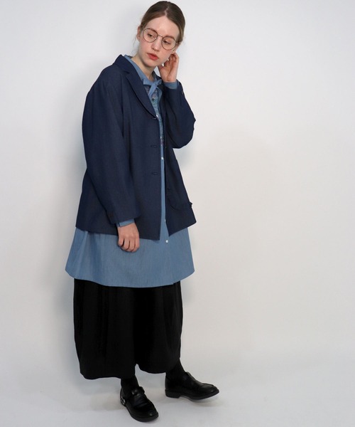 「haupia」 長袖ワンピース 38 ブルー レディース_画像8