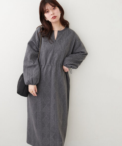 「natural couture」 長袖ワンピース LARGE ベージュ レディース_画像7