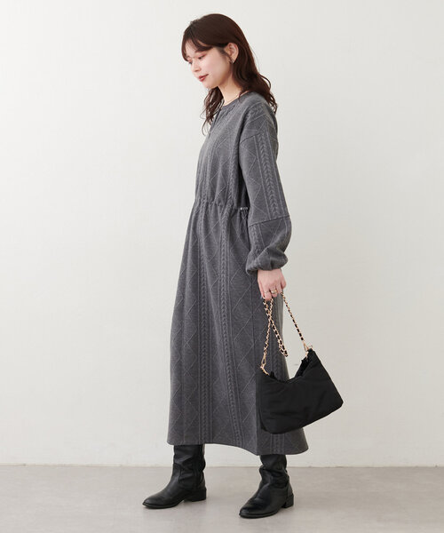 「natural couture」 長袖ワンピース LARGE ベージュ レディース_画像9
