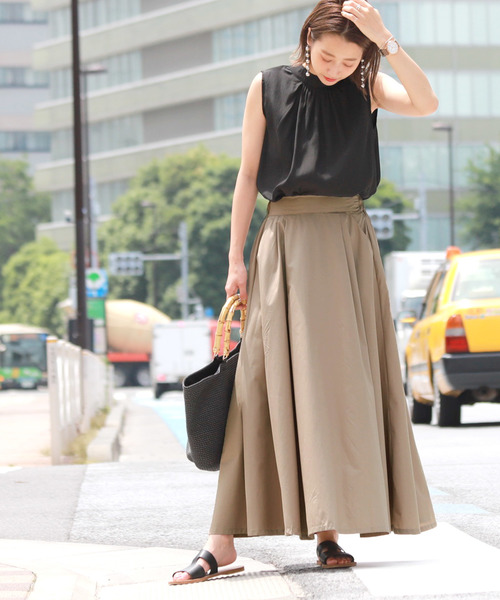 coca（コカ） スカート ウエストツータック入りフレアロングスカート