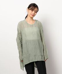 agnes b シルクフラワーブラウス ワッシャー シワ加工 18AW agnes b シルクフラワーブラウス ワッシャー シワ加工 18AW