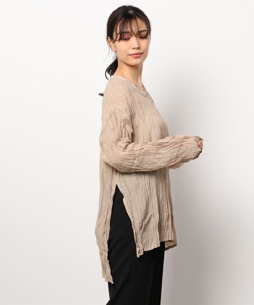agnes b シルクフラワーブラウス ワッシャー シワ加工 18AW agnes b シルクフラワーブラウス ワッシャー シワ加工 18AW