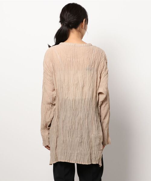 Plantation ワッシャー ロング シャツ カリフラワー ブラウス シワ Plantation ワッシャー ロング シャツ カリフラワー ブラウス
