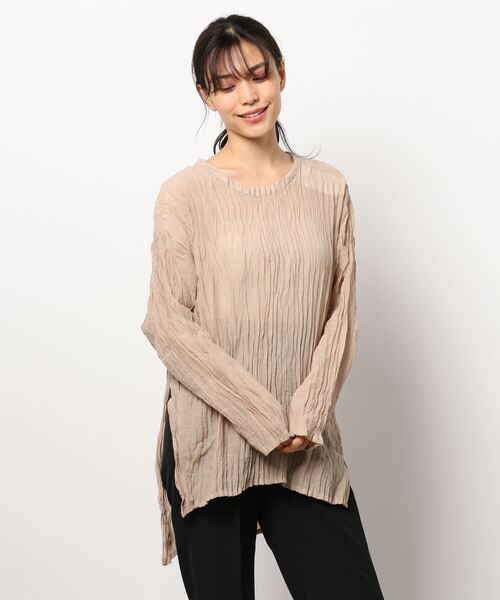 STYLEBLOCK ブラウス シャツ ワッシャーポプリンシワ加工T