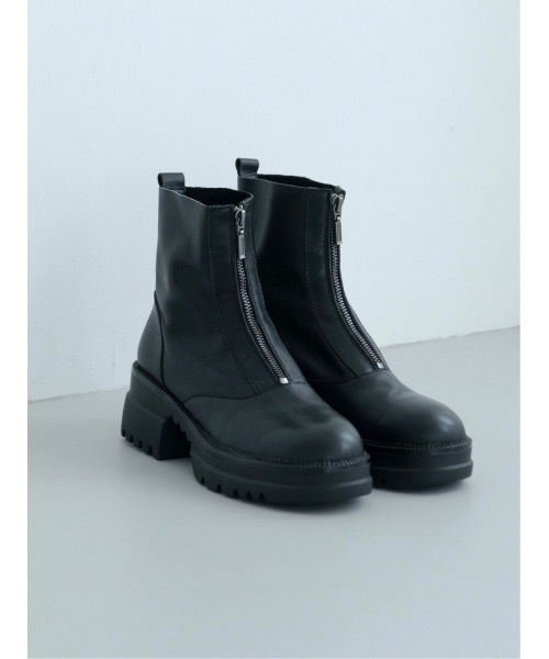 【jumelle】　レザーブーツ　厚底　ジップブーツ　　黒　サイズ23.5㎝ jumelle ブーツ 「厚底/ブーツ人気No1」ジップブーツ レディース
