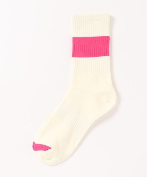 靴下 「 ammy. / エイミードット 」 カラー ライン クルー丈 ソックス