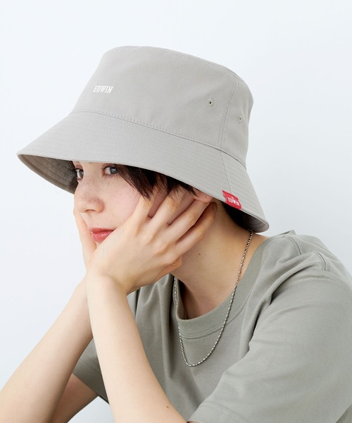 帽子 ハット 【EDWIN】エドウィン ピス付き シンプル バケットハット バケハ BUCKET HAT UVカット :69031480 ...