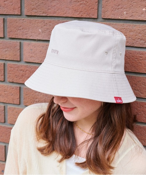 EDWIN 帽子 ハット 「EDWIN」ロゴ刺繍バケットハット レディース