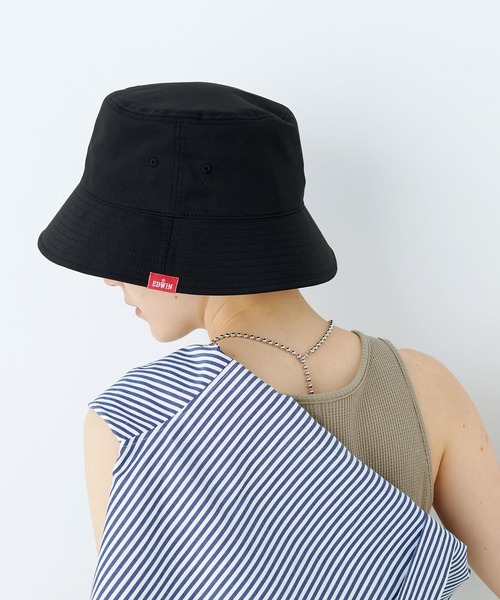 【極美品・新品】 Edwina Horl バケットハット EDWIN（エドウィン） 帽子 ハット 「EDWIN」ロゴ刺繍バケットハット