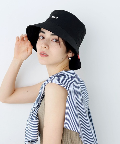 【極美品・新品】 Edwina Horl バケットハット EDWIN（エドウィン） 帽子 ハット 「EDWIN」ロゴ刺繍バケットハット