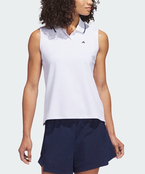 8YARDS ホワイト ノースリーブポロシャツ adidas ポロシャツ ポロ ドライタッチ鹿の子 ノースリーブ