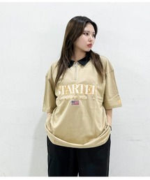 STARTER tシャツ ハーフジップ襟 配色半袖Tシャツ メンズ レディース