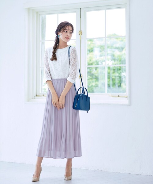 Tiaclasse ブラウス シャツ 「洗える」ギャザーネックレースブラウス