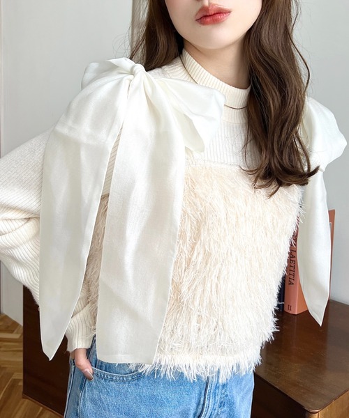 オーガンジーリボン♡フリルビスチェ moment+ オーガンジーリボンフリンジビスチェ レディース : ZOZOTOWN