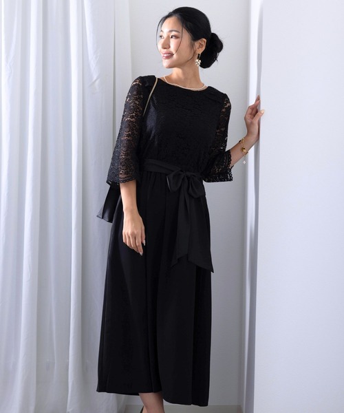 【Sweet Mommy】マタニティ授乳服 ワンピース (ブラック) SweetMommy(授乳服&マタニティ) マタニティ レースブラウジング