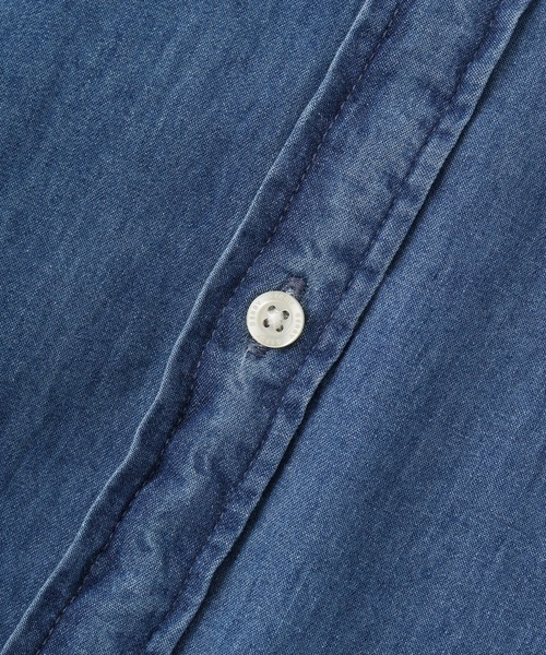 【45rpm】 デニムシャツ ロゴボタン 刺繍 スタンドカラー サイズ1 45rpm】 デニムシャツ ロゴボタン 刺繍 スタンドカラー サイズ1