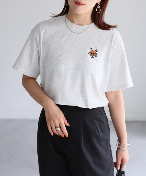 tシャツ BRODIAEA 自転車刺繍半袖Tシャツ レディース ブローディア BRODIAEA 自転車刺繍半袖Tシャツ【日本製