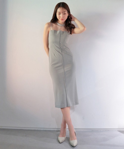 アンビエント（AMBIENT）/シアーデコルテストレッチチューブワンピース AMBIENT（アンビエント） ワンピース シアーデコルテストレッチ