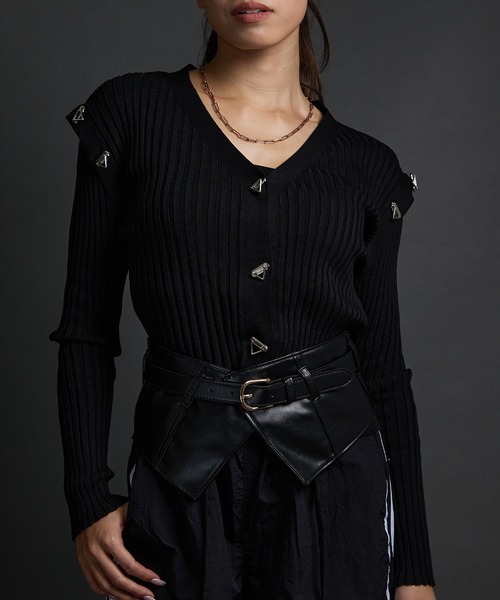 美品　レオナール　カンカン　カーディガン　ロゴボタン　黒　M CCボタンが可愛い♡】CHANEL カーディガン ターンロック (CHANEL