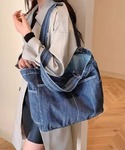 トートバッグ デニムデカトートBAG レディースの詳細画像1