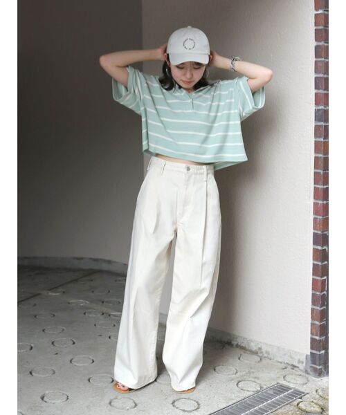 ポロシャツ ポロ ワイド＆クロップドプリントポロシャツ レディース LACOSTE ポロシャツ ポロ ワイド＆クロップドプリントポロシャツ