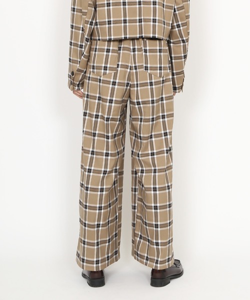 Japan Vintage〈2タックチェックスラックス 日本製 ウール ルーズ