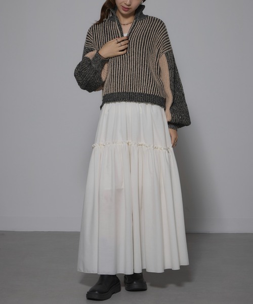 ニット セーター 「MAISON BREEZE」ストライプニット ハーフZip タートル プルオーバ ーニット 31927R333 XNN レディース MAISON BREEZE ニット セーター 「MAISON BREEZE」ストライプ