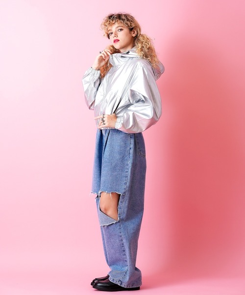 ankoROCK 美品 派手かわ 半袖パーカー 原宿系 サブカル ユニセックス ankoROCK パーカー a.p.o.v. -ankoROCK's select- メタリック
