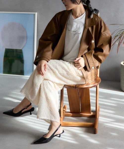 TRIANGLE PALETTE レザージャケット ライダース オーバーサイズ