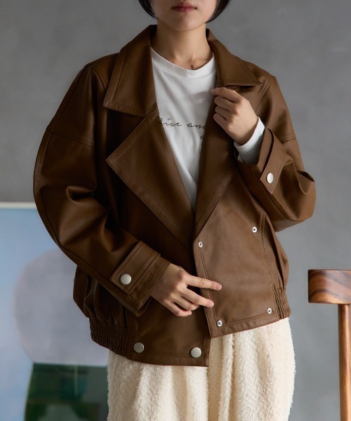 TRIANGLE PALETTE レザージャケット ライダース オーバーサイズ