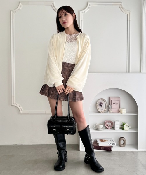 Loueme ブルゾン アウター チュールレイヤードシアーブルゾン