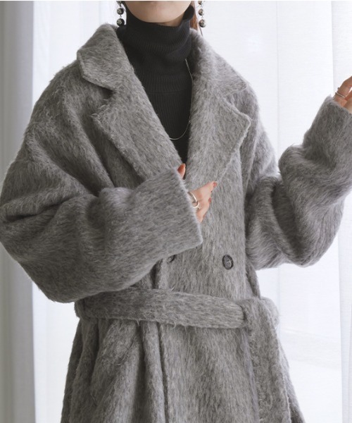 HUG.U（ハグユー） コート チェスターコート シャギーロングチェスター