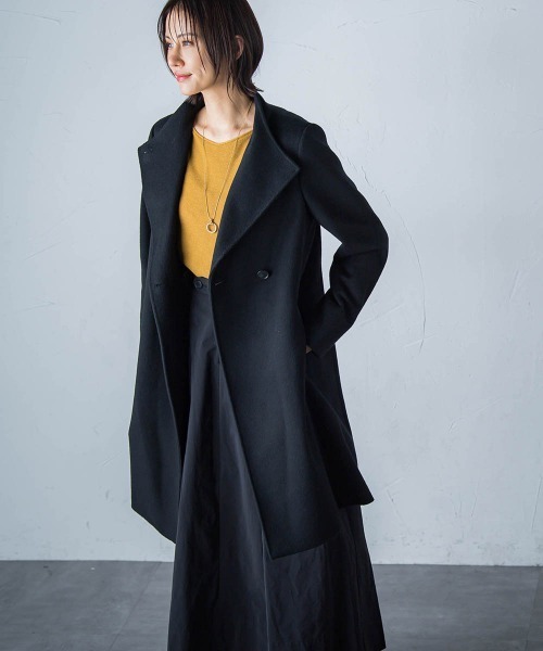 美品 エッセン ロートレアモン ウール ロングコート Aライン 黒 38 美品 エッセン ロートレアモン ウール ロングコート Aライン 黒 38