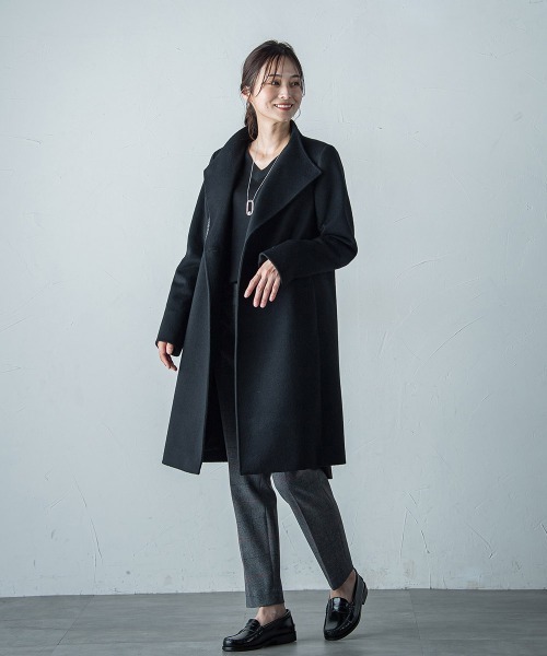 ロートレアモン　トレンチコート　ロングコート　高見え　アウター　ブラック　38 CLASSY.1月号掲載】WoolRever ロングコート （トレンチコート
