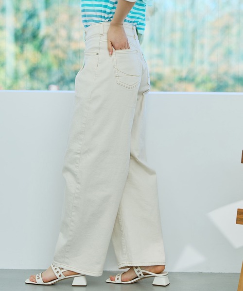 デニム・ジーパン DONDUP Women Denim Pants DP268B BS0030 PTD000 White JOSE MOON ジーンズ デニム デニムパンツ WIDE DENIM PANTS with