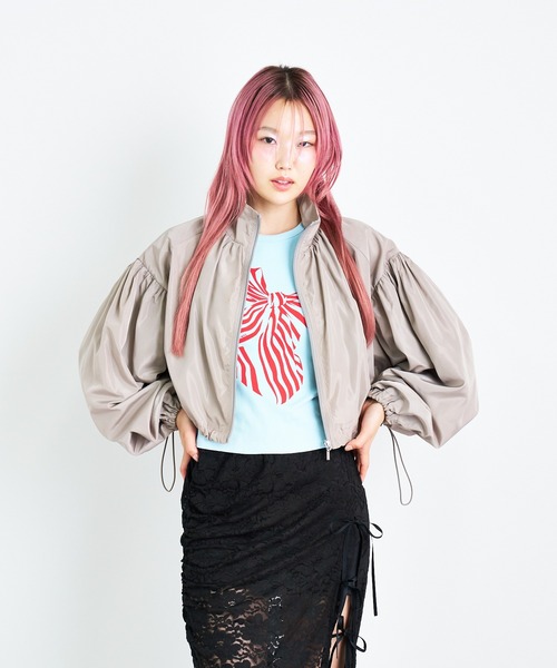 タンクトップ ノースリーブ Side Ribbon High Neck Knit Top /サイドリボンタンク レディース 27204016a.jpg