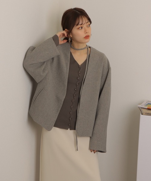 ジャケット ノーカラージャケット cache coeur middle jacket /ノー