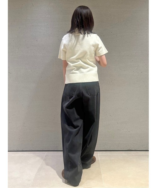 milaowen 2WAYハーフスリーブポロニット セール】2WAYハーフスリーブポロニット【手洗い可能】（ニット