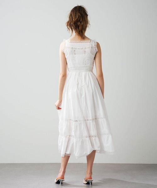 me&me couture ワンピース レースミックスフレアワンピース