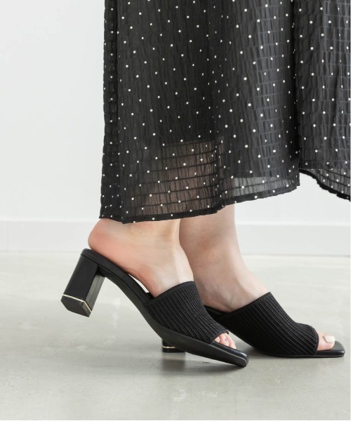 【BLACK】【SUSTAINABLE】アシンメトリーニットミュールサンダル RANDA（ランダ） サンダル 「SUSTAINABLE」アシンメトリーニット