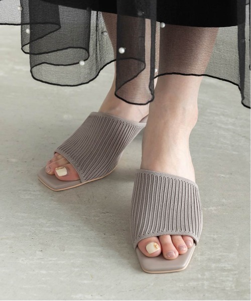 RANDA サンダル 「SUSTAINABLE」アシンメトリーニットミュール