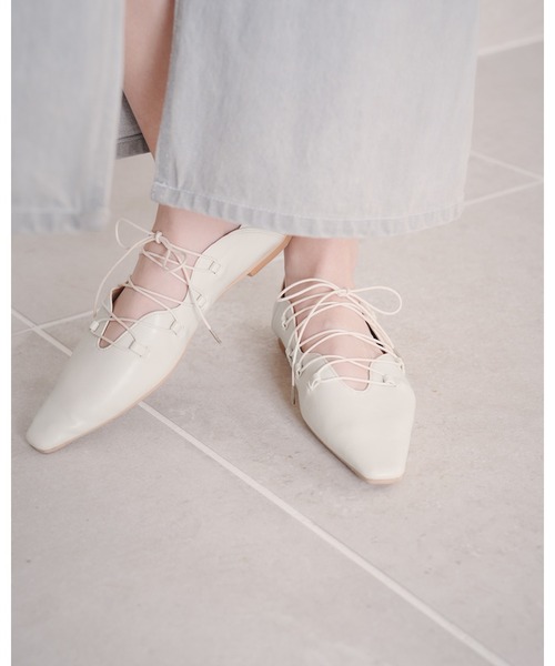 パンプス フラワーカット レースアップパンプス : ZOZOTOWN Yahoo!店