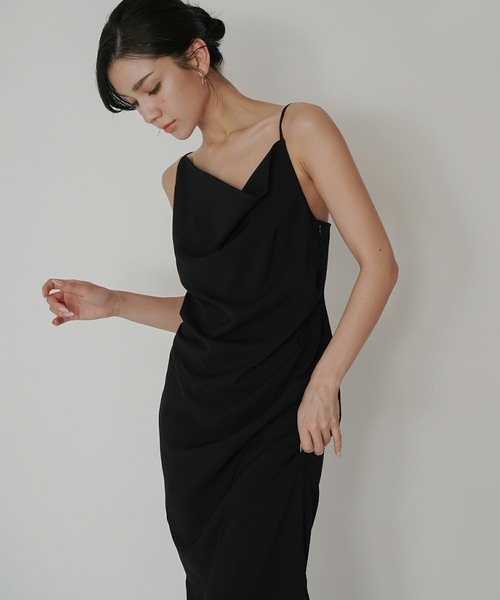 タイムセール‼️【新品タグ付き未使用】celonアシンメトリードレープキャミドレス asymmetry drape cami dress – célon