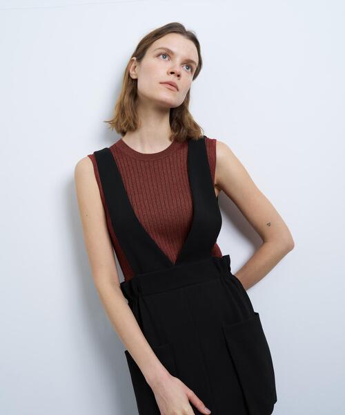 【美品】LANVIN en Bleu グレー ジャンパースカート　36 LANVIN en Bleu ジャンパースカート サロペットスカート