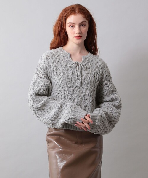 「ME COUTURE」 長袖ニット FREE 杢グレー レディース_画像5